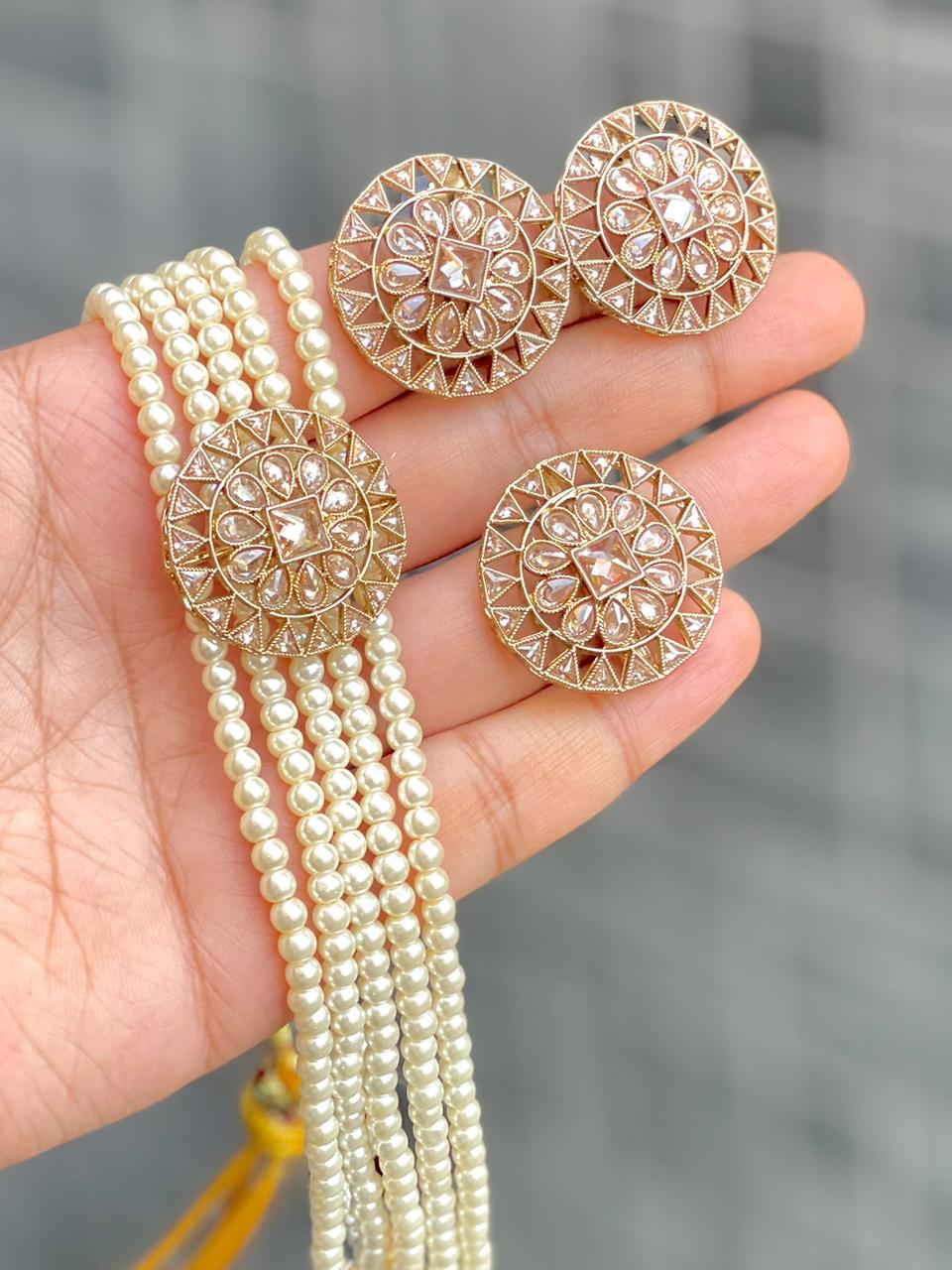 Reverse Ad Pearl Chokker With Beautiful Tops And Ring Combo